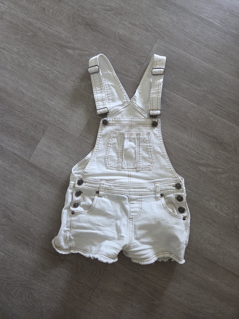 Love Culture White Denim Short Overalls